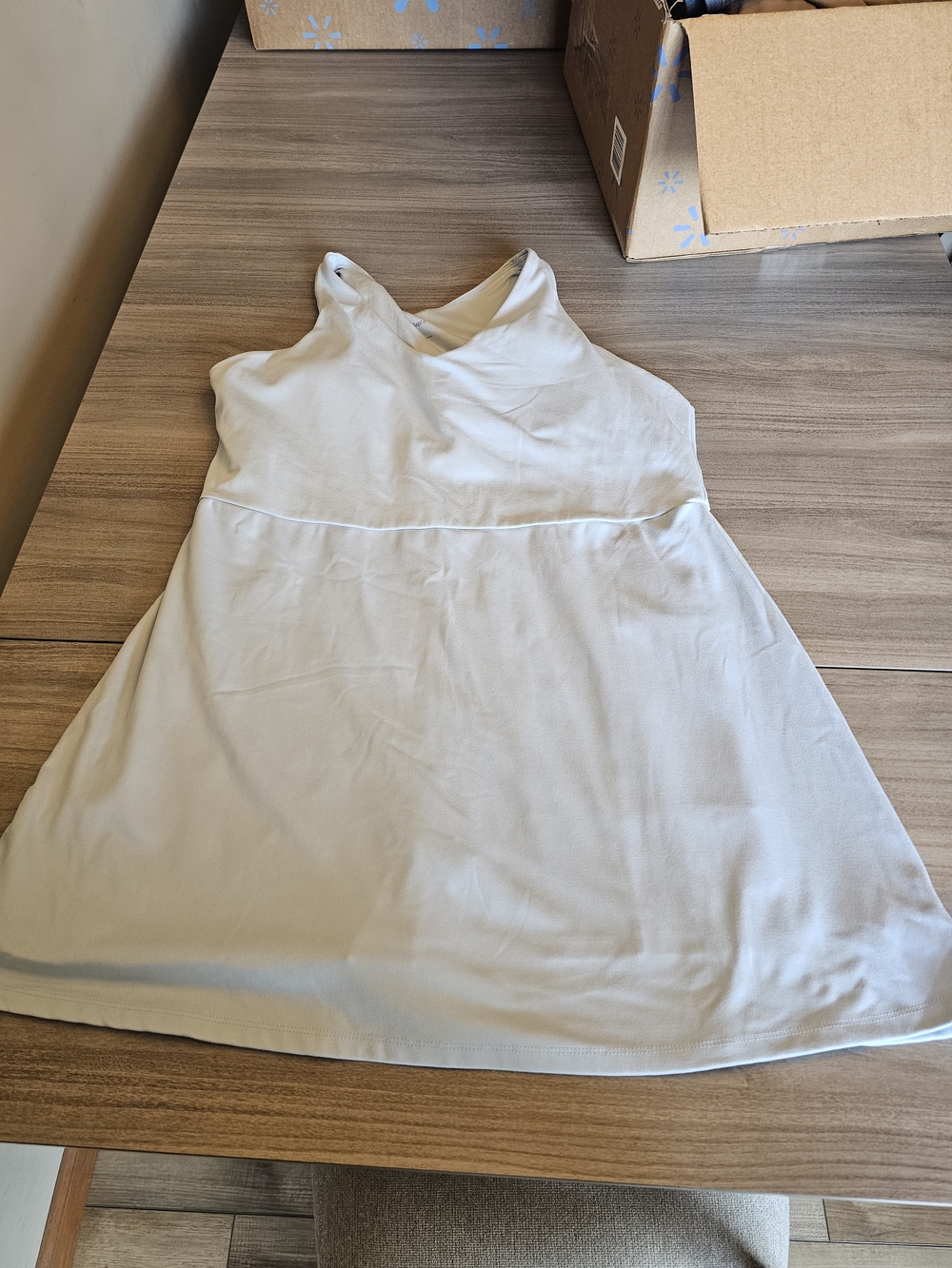Sleeveless Light Cream A-Line Tank Dress